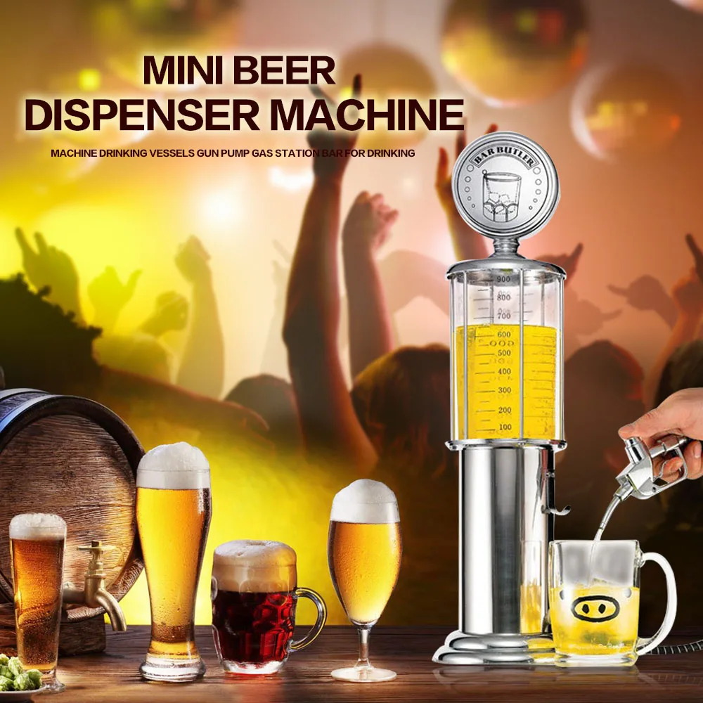 Mini Beer Dispenser Machine with Transparent Layer Design Gas Station Bar Double Gun Pump Drinking Vessels