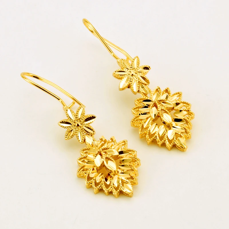 Gold Color Ethiopian African Accessories Jewelry Sets Dubai Wedding Bride bridal Necklace/Pendant/Earrings gifts for women set