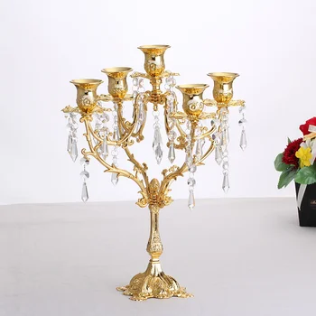 

Classical Wedding Supplies European 5-arms Gold Silver Zinc Alloy Candle Candlestick Decoration Stand Home Decor