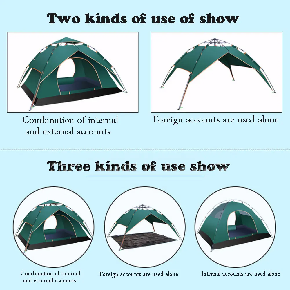 Три способа использования 3-4person ветрозащитный водостойкий анти УФ-двухслойная Палатка Сверхлегкий Открытый для похода кемпинга палатки