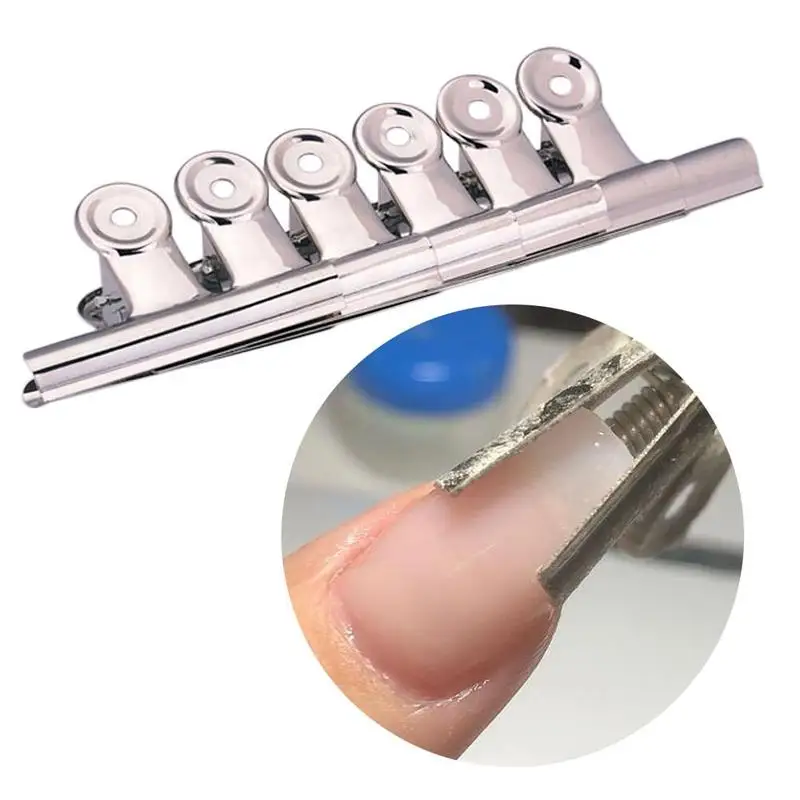 

6Pcs/set Russian C Curve Nail Pinching Tool Quick Building Mold Nail Tips Clip Stainless Steel Acrylic Nail Pincher Clips