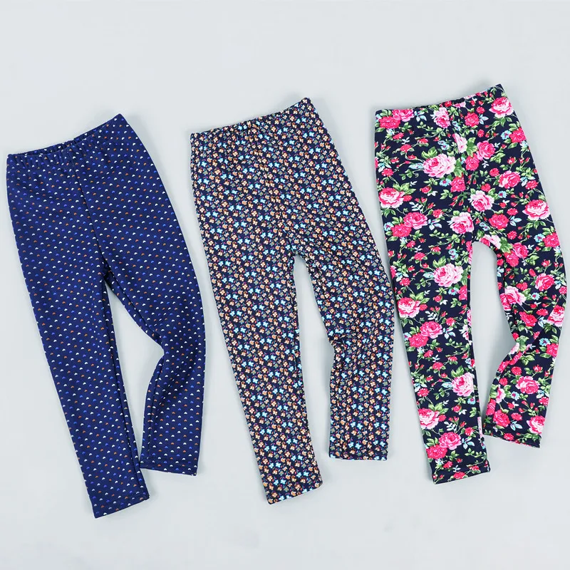 

Spring Autumn Leggings For Girls Clothing Kids Baby Plus Velvet Keep Warm Pants Leopard Floral Print Girls Leggings Kid Pant