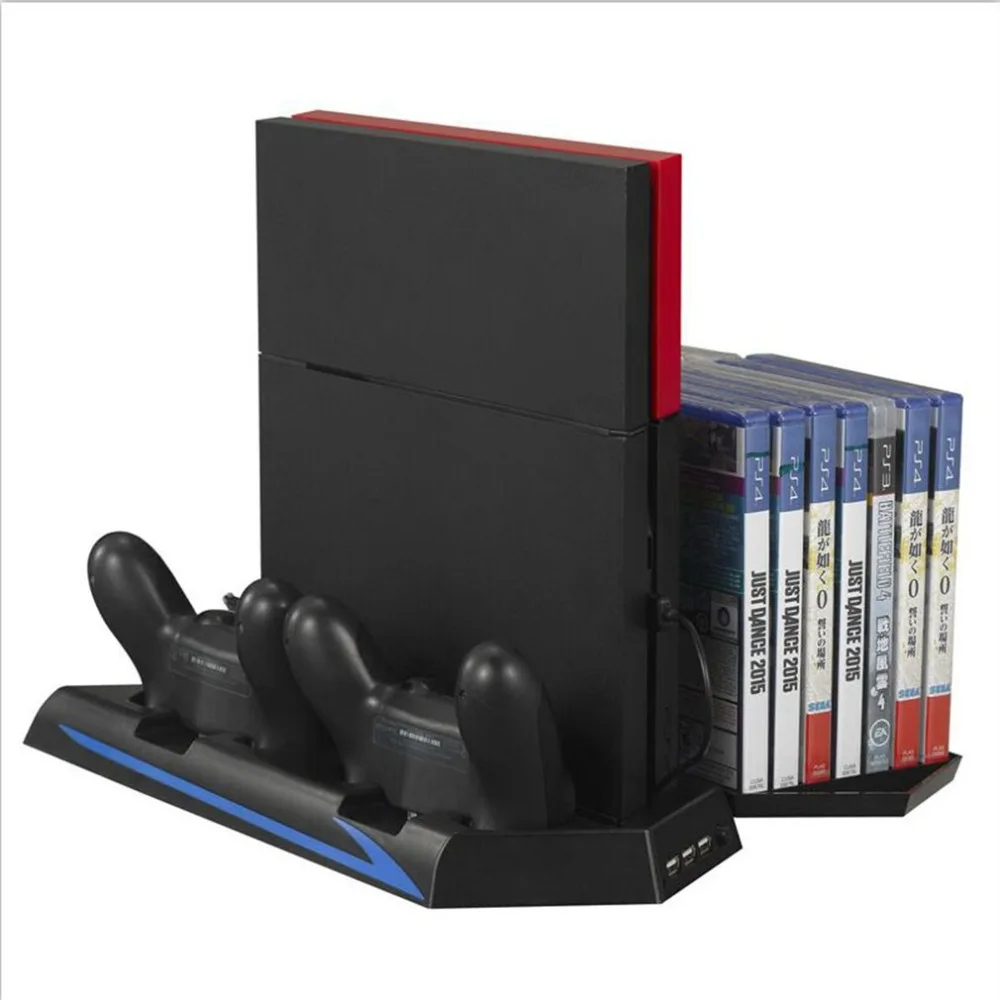 

KJH Vertical Stand for PS4 For PS4 Slim Cooling Fan 2 In 1 Multi-functional Controller Charging Station