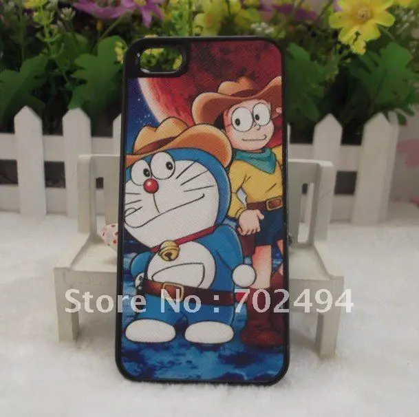 New arrival 100pcs/lot High Quality Cute Doraemon Cartoon Chrome Plastic Hard Case for iPhone5 Free Shipping |