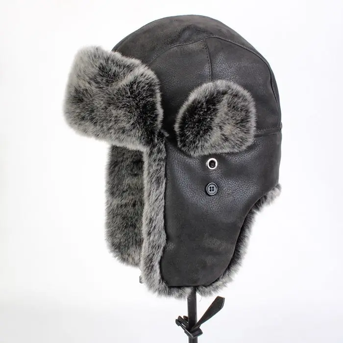real leather winter Warm hats Russian aviator hat Outdoor earflaps cap
