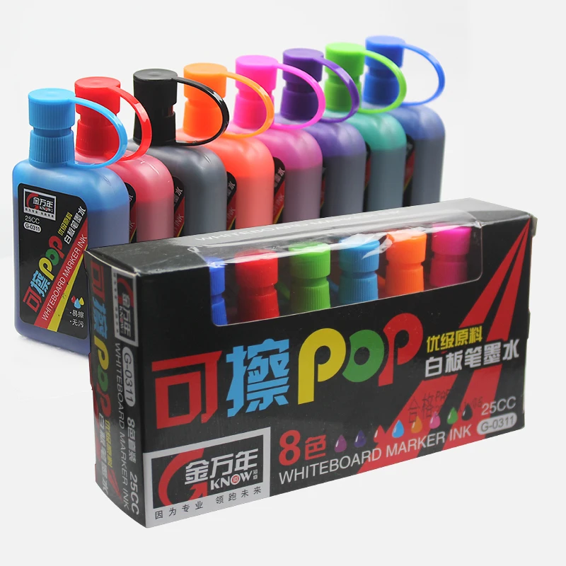 Billige WISSEN 8 Farben set Whiteboard Tinte Löschbaren POP Art Marker Regenerator Für Schule Lieferant