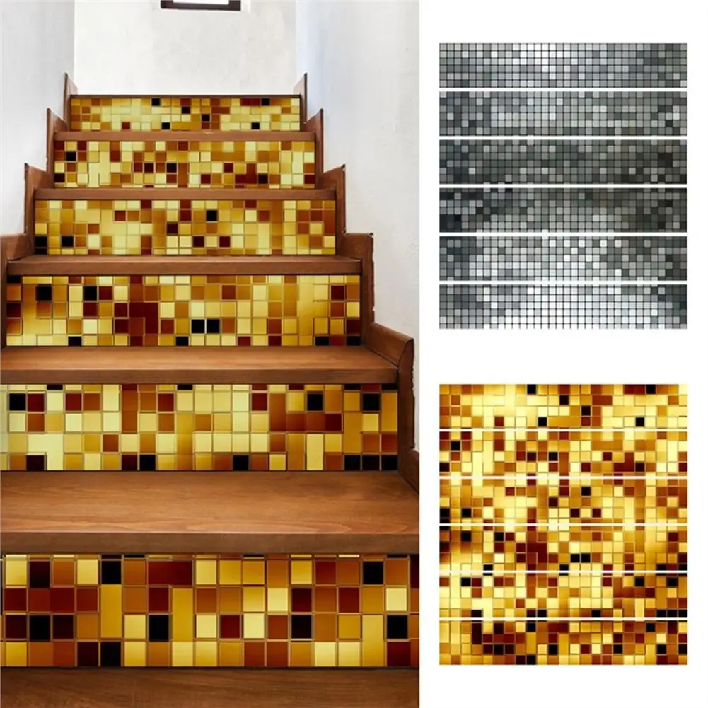 

6Pcs/Set Modern DIY Mosaic Style Stairs Stickers Self-adhesive Decals Home Decor Fashion
