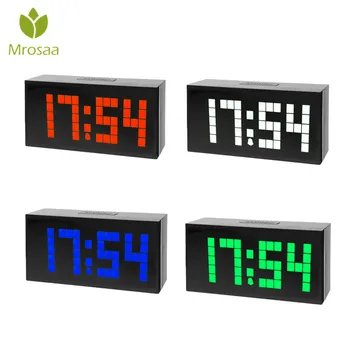 

Mrosaa LED Digital Electronic Alarm Clock Creative LED Dot Design Digit Thermometer Temperature Date Table Desktop Clock