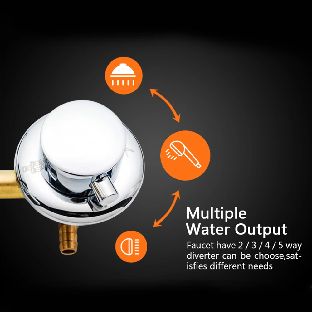 Shower Faucets Mixer Valve 2/3/4/5 Water Outlet Hole Distance 10cm/ 12.5cm Brass For Shower Cabin Cabinet