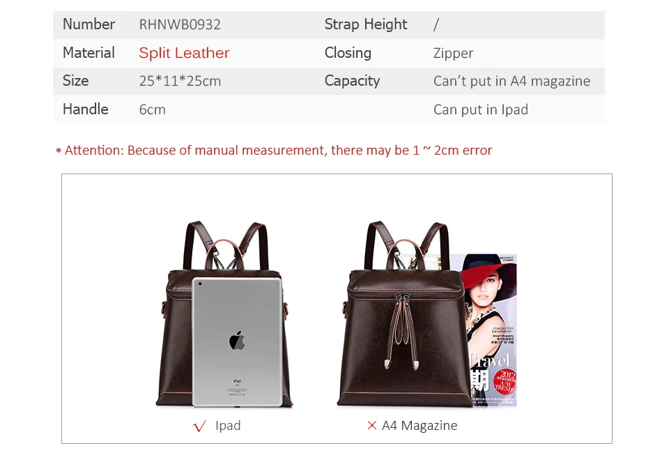 REALER vintage women backpack, oil wax leather backpack for women, ladies school bags for teenagers girls female shoulder bag