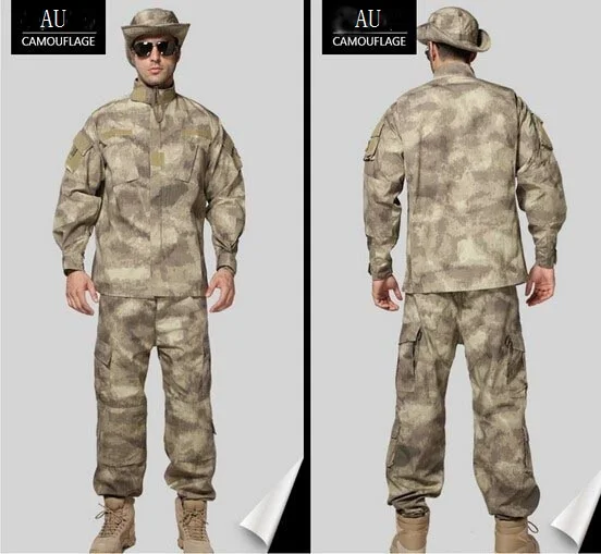 Армейская Мужская Боевая униформа, тактическая камуфляжная форма, набор FG, военная униформа, уличная рубашка+ штаны, костюм, одежда для улицы, страйкбол, снаряжение - Цвет: AU