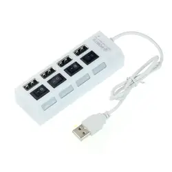 Новый USB 2,0 4 порта включения/выключения питания светодиодный концентратор с микро USB портом зарядки для ПК iMac НОУТБУК компьютерный хаб USB