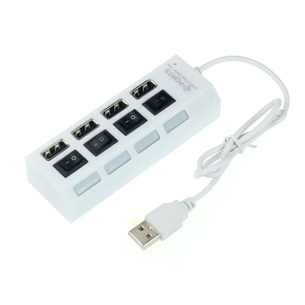 

New USB 2.0 4 Port Power On/Off Switch LED Hub with Micro USB Port Charging For PC iMac Laptop Computer HUB USB Adapter 25