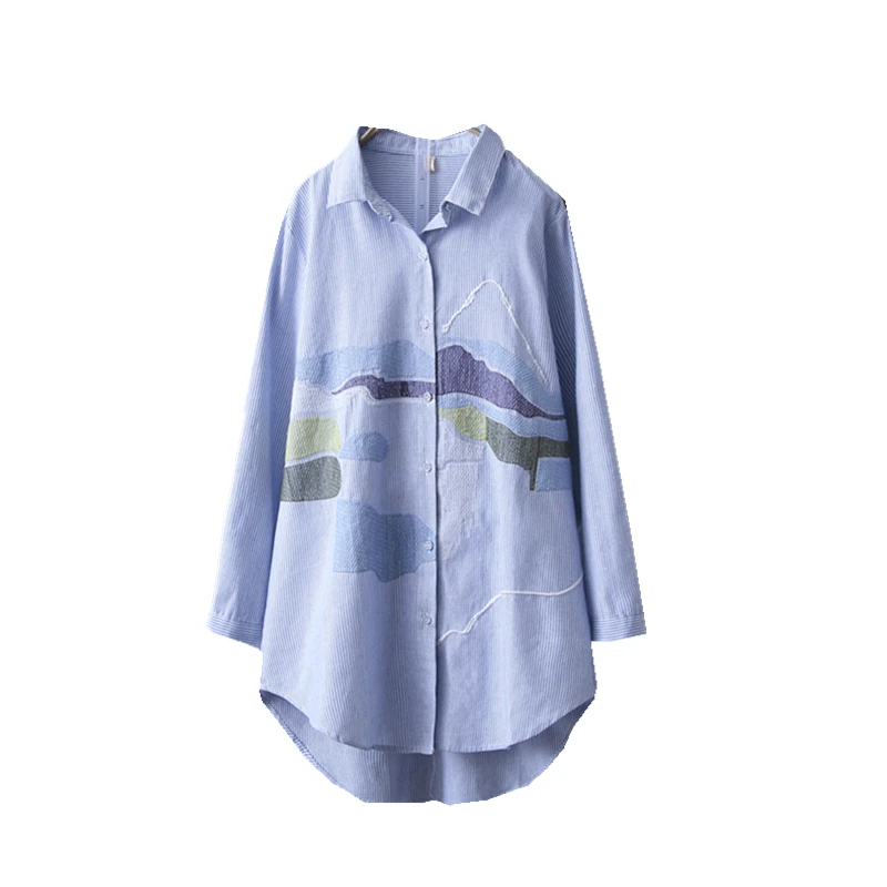 

Womens Tops Fashion 2019 Spring Autumn Cotton Art Casual Shirt Femininas Long Sleeve Over Size Loose Blouse Women Clothes