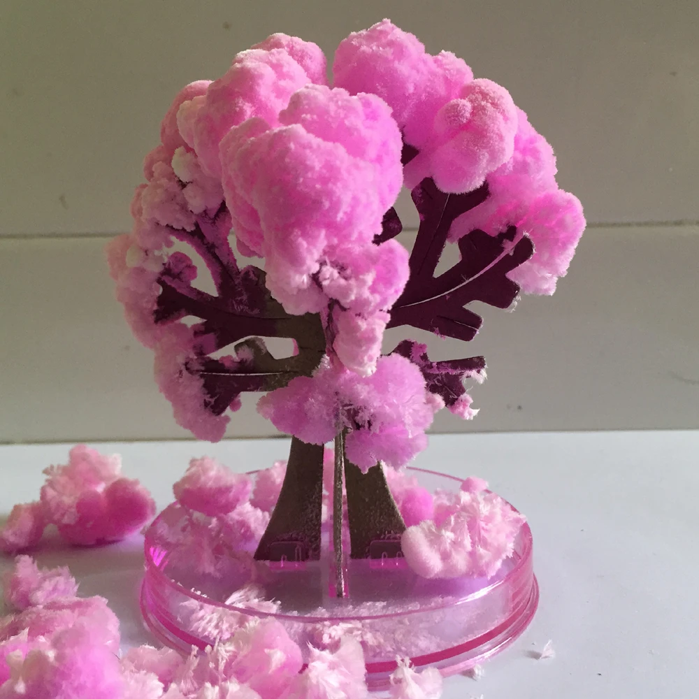 

5PCS 2019 9Hx8Wcm Visual Artificial Paper Sakura Trees Magic Growing Tree Japan Desktop Cherry Blossom Toys For Children Funny