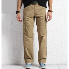 Весенние и осенние повседневные брюки мужские хлопковые прямые длинные брюки карго свободные брюки мужские брюки