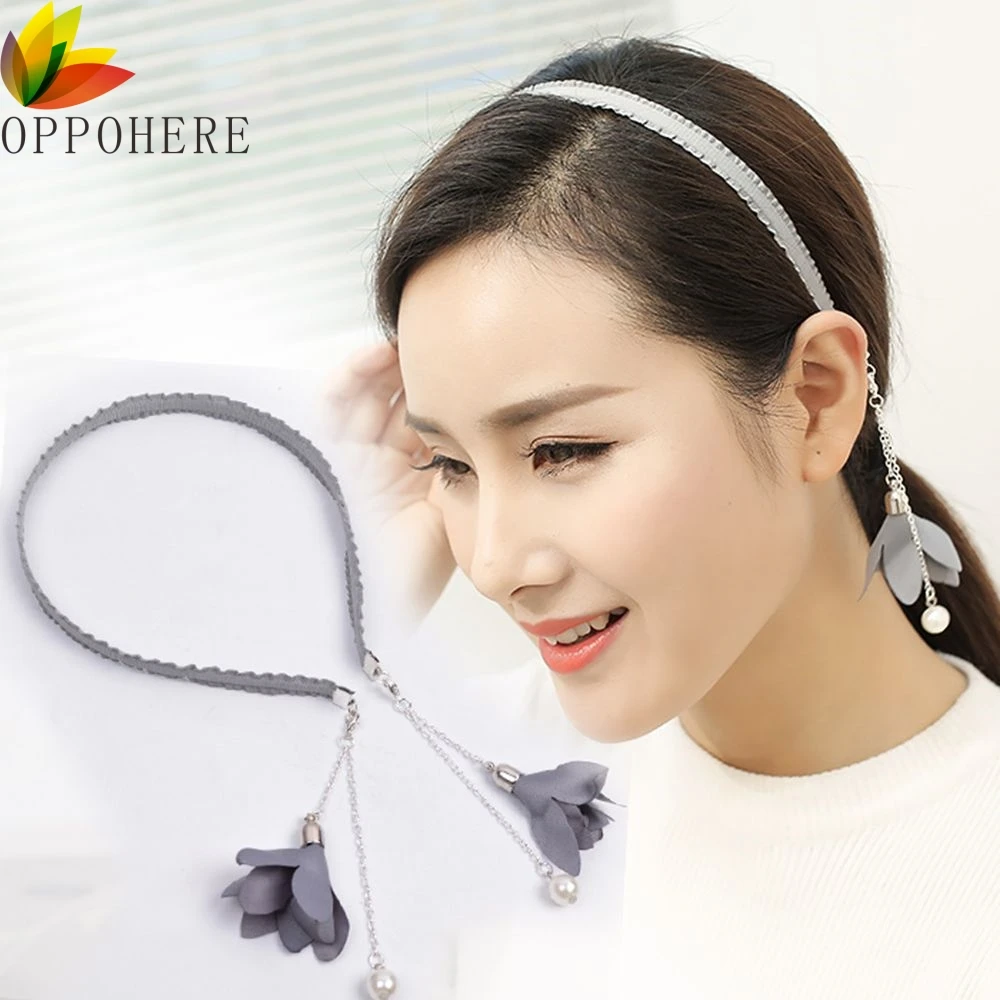 

OPPOHERE Women Hair Band Fashion Tassel Dangle Earrings Headband Hair Accessories Handmade Hair Band For Women Girls