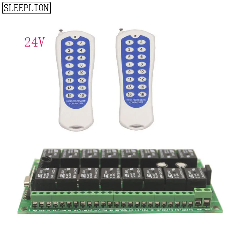 

Sleeplion 24V 16Ch Wireless Remote Control Switch Relay 16 Channel Relay Module 24V Remote Control Module 433MHz/315MHz