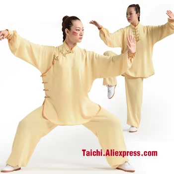 

Handmade Women Tai Chi Uniform Wushu, Kung Fu,martial Art Suit,Oblique Lapel,yellow