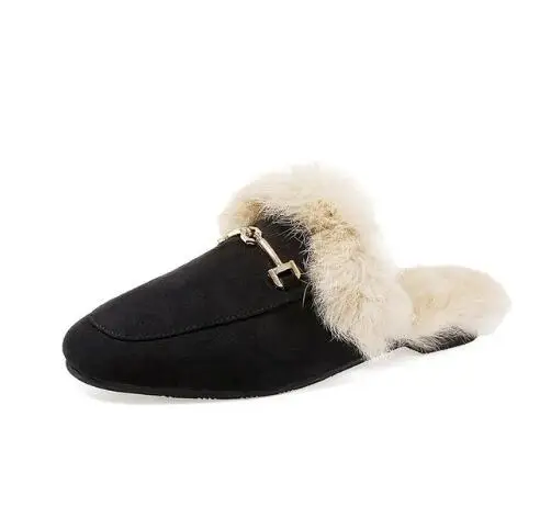 

Women's Slides Slip On Mule Flats Shoes Wholesales Slippers With Fur Loafers Dropshipping Woman Flip Flops Mules