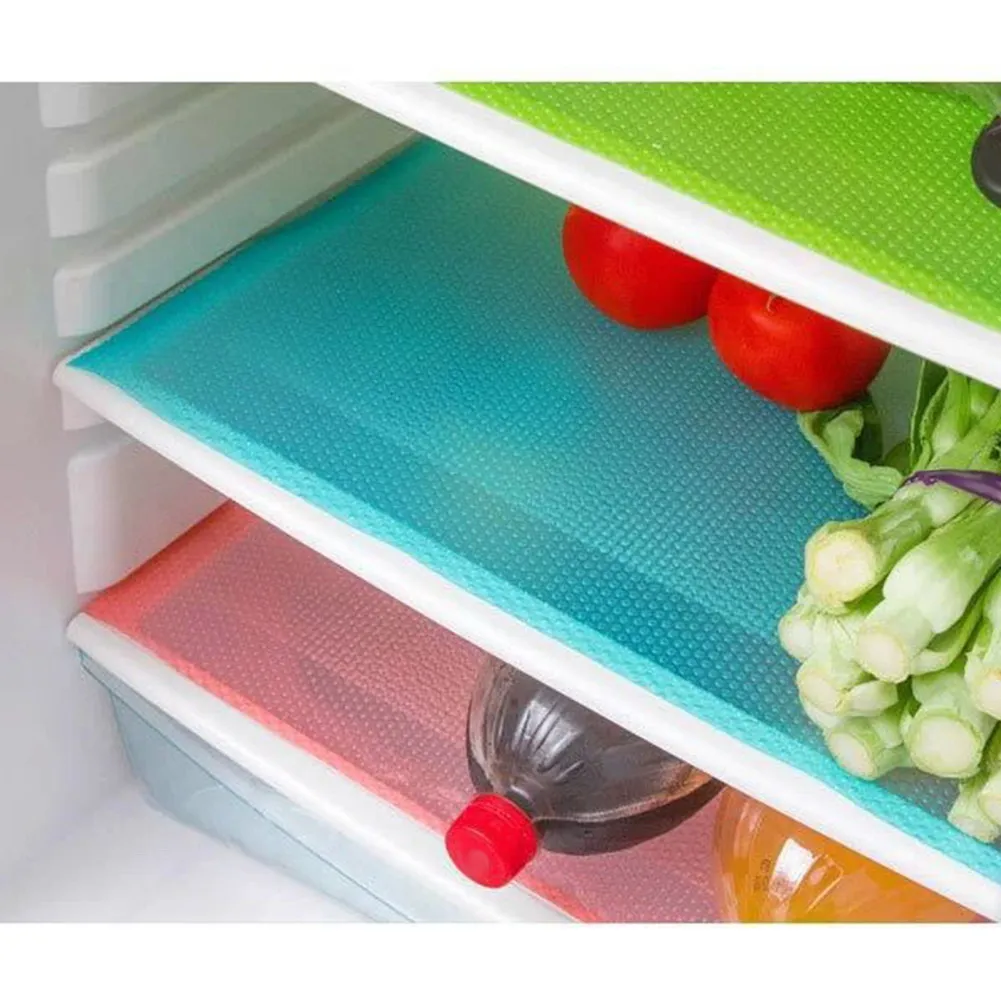 4pcs/set Fridge Mats Antibacterial Refrigerator Pad Mat Antifouling Moistureproof Fridge
