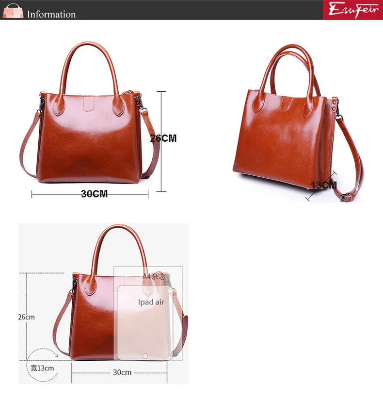ESUFEIR натуральная кожа женская сумочка с пряжкой на молнии винтажная сумка на плечо сумка-мессенджер дизайнерская Вместительная женская сумка
