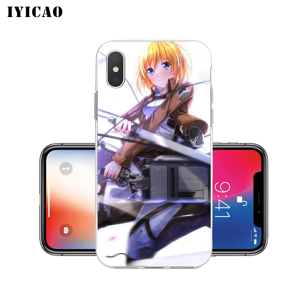 IYICAO Attack on Titan мультяшный Мягкий силиконовый чехол для телефона iPhone X XR XS MAX 6 6s 7 8 Plus 5