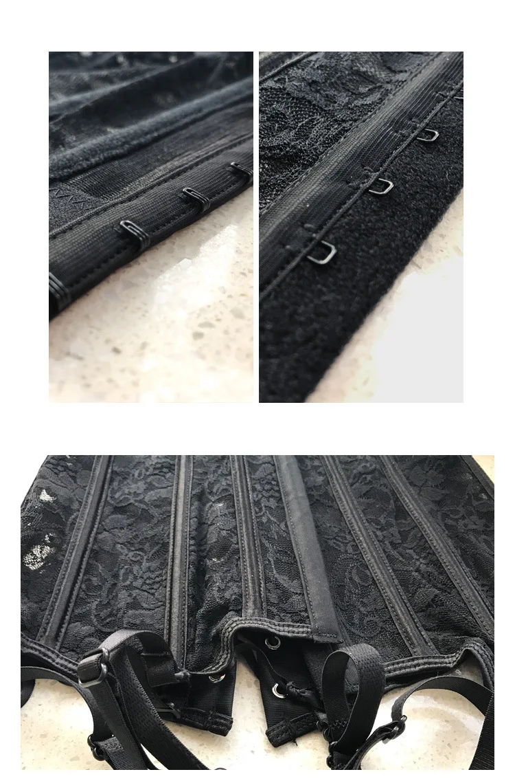 Сексуальное женское белье кружевное черное кружевное панк-корсет большого размера Забавный соблазнительный корсет с подвязками