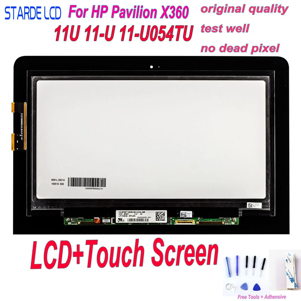 

STARDE LCD For HP Pavilion X360 11U 11-U 11-U054TU LCD Display Touch Screen Digitizer Assembly with Black Flex Cable+Free Tools