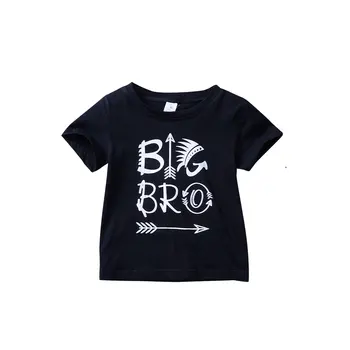 

Infant Baby Little Bro Romper Big Bro Black Short Sleeve Cotton T-Shirt Fashion