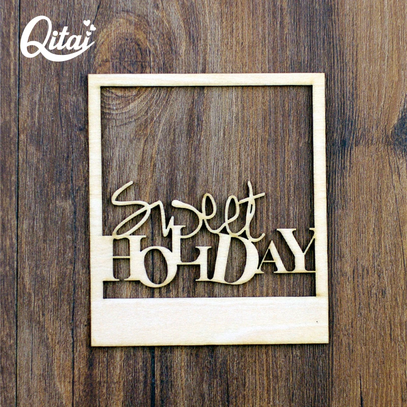 

QITAI 12 Pieces/lot SWEET HOLIDAY Modern Retro Antique Wooden Photo Frame Craft Plywood Wall Home Decoration accessories Wf035