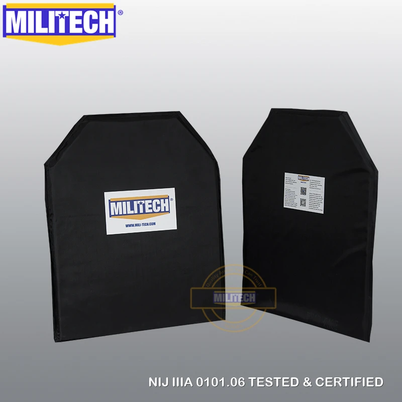 MILITECH Bulletproof Aramid Ballistic Panel Plate Inserts Body Armor Soft Armour NIJ Level IIIA 3A 11 x 14 STC& 6 x 6 Pairs Set