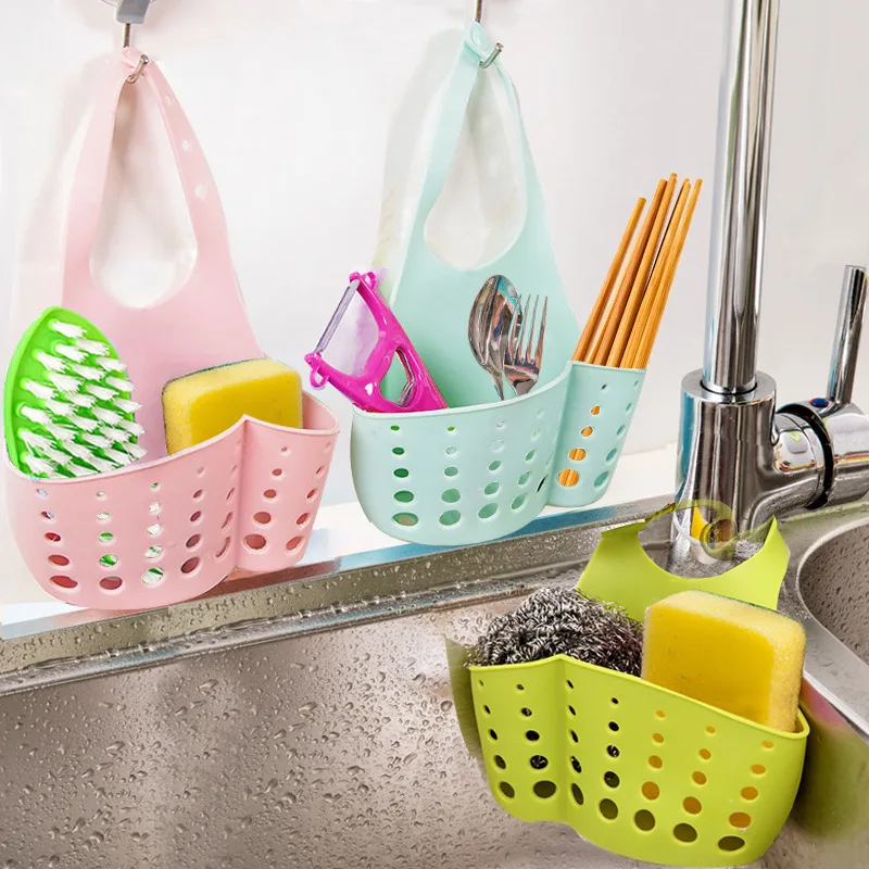 

1PCS Kitchen Organization Accessories For Hanging Storage Drain Baskets Bags For Soap Kitchenware Soft PCV Storage Tools Basket