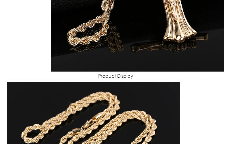 AYAYOO Cross Necklace Gold Color Jesus Piece Pendant Necklace Men Trendy Chain Catholic Jewelry Stainless Steel Long Necklaces (3)