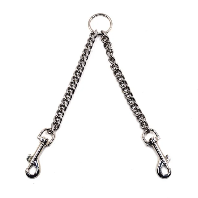 New Multi function stainless steel dog chain double leashes One drag