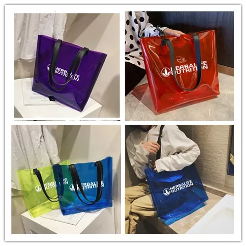 

HERBALIFE New Handbag Sports Bicycle Transparent Crystal Bag Summer Travel Shopping Large Capacity One-shoulder Bag