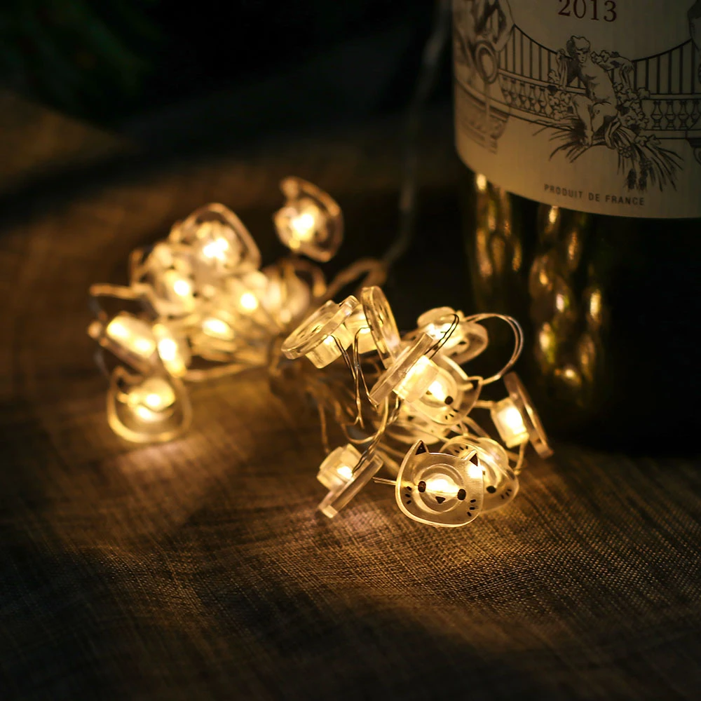 

2M Cat Shape 20 LED Fairy Lights Glow Party Supplies Battery Operated LED String Light Xmas Wedding Party