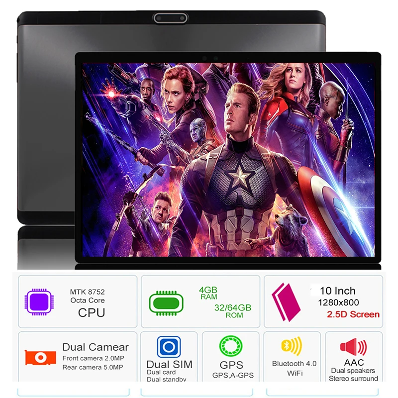 Супер закаленное стекло 2.5D 10 дюймовый планшет Android 8 0 Восьмиядерный 4 Гб ОЗУ 64 ПЗУ