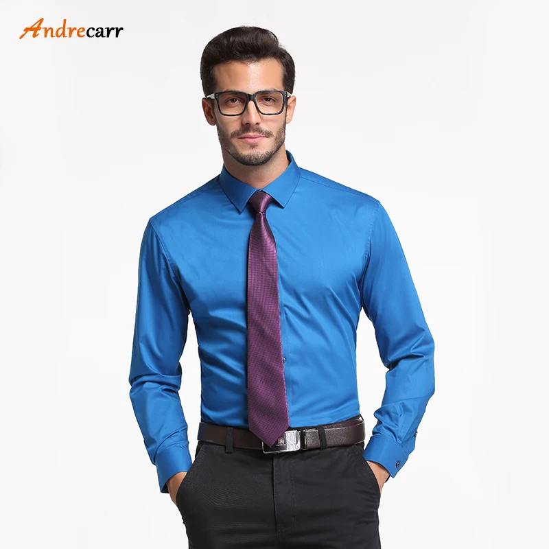 

Andrecarr bamboo fiber shirt men High end mens dress shirts Aristocratic style camisa social slim fit mens dress shirts