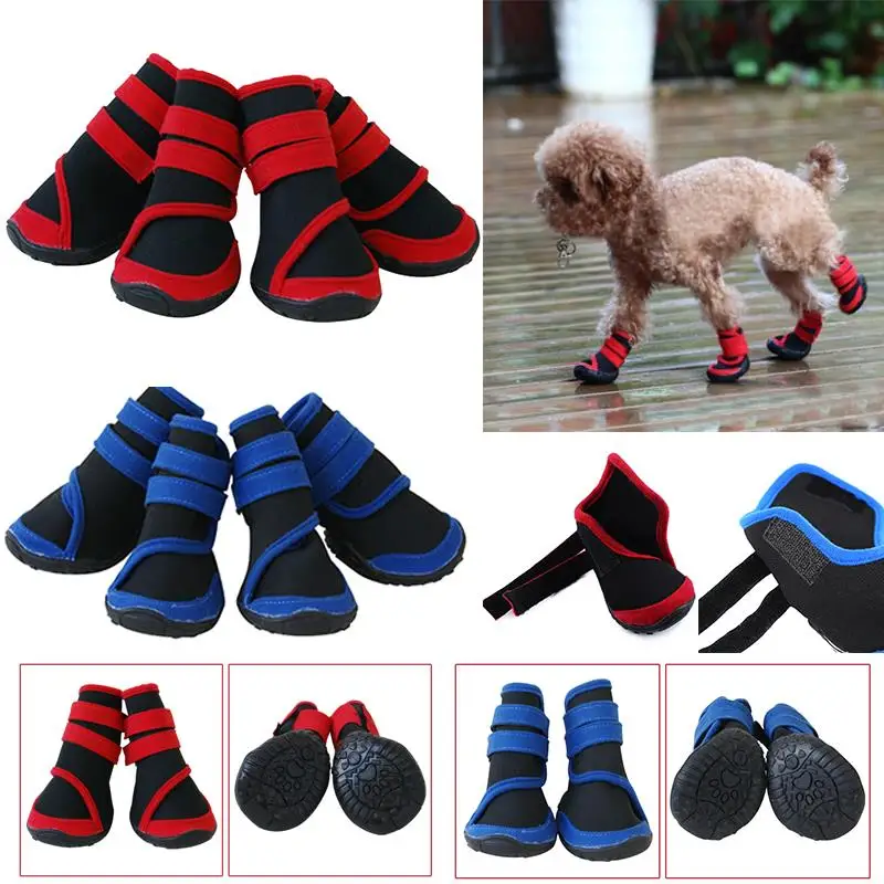 2016 4 pcs Pet Waterproof Boots Protective Shoes All Weather Huskies