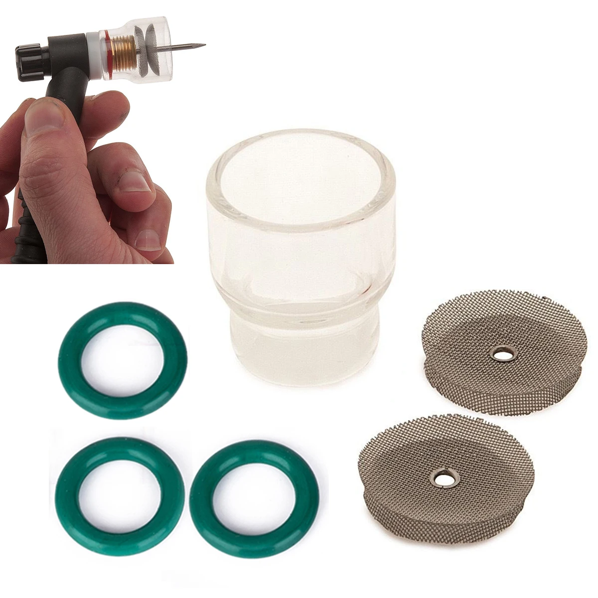 New Pyrex Tig Welding Cup With O-rings For WP-9 & WP-17 Gas Lens 1.6mm And 2.4mm #12 Size Cup Welding Accessories
