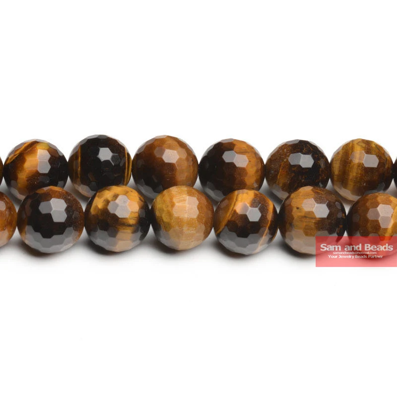 

Free Shipping Natural Stone Faceted Yellow Tiger Eye Round Beads 16" Strand 6 8 10 12MM Pick Size For Jewelry Making FTB01