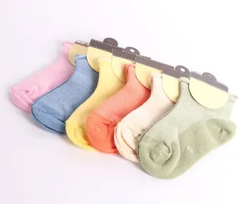 

Cute 1pairs Summer Children Socks Candy color Soild Soft Cotton Ship Socks