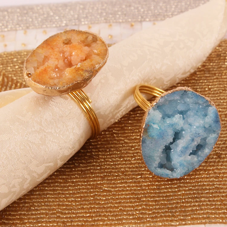 

Natural geode crystal hole crystal napkin ring