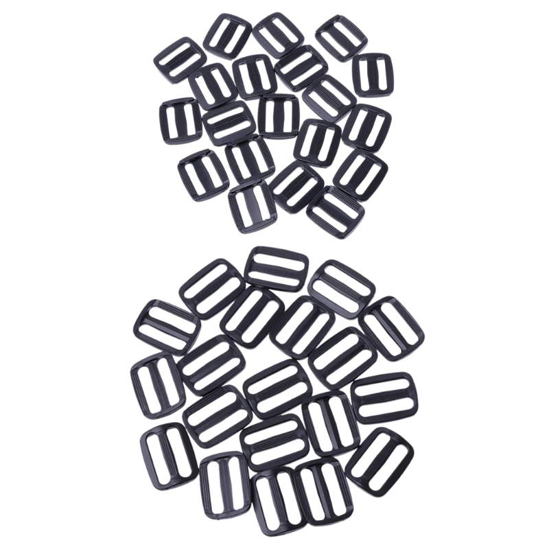 

20Pcs Plastic Black Curve Tri-Glide Slider Adjustable Buckle For Bags Webbing