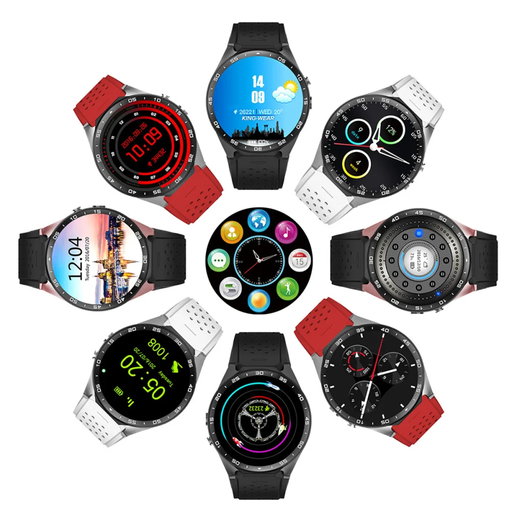 KingWear KW88 Смарт часы для телефона Android 5 1 39 ''камера запись 3G Smartwatch MTK6580 ГГц GPS