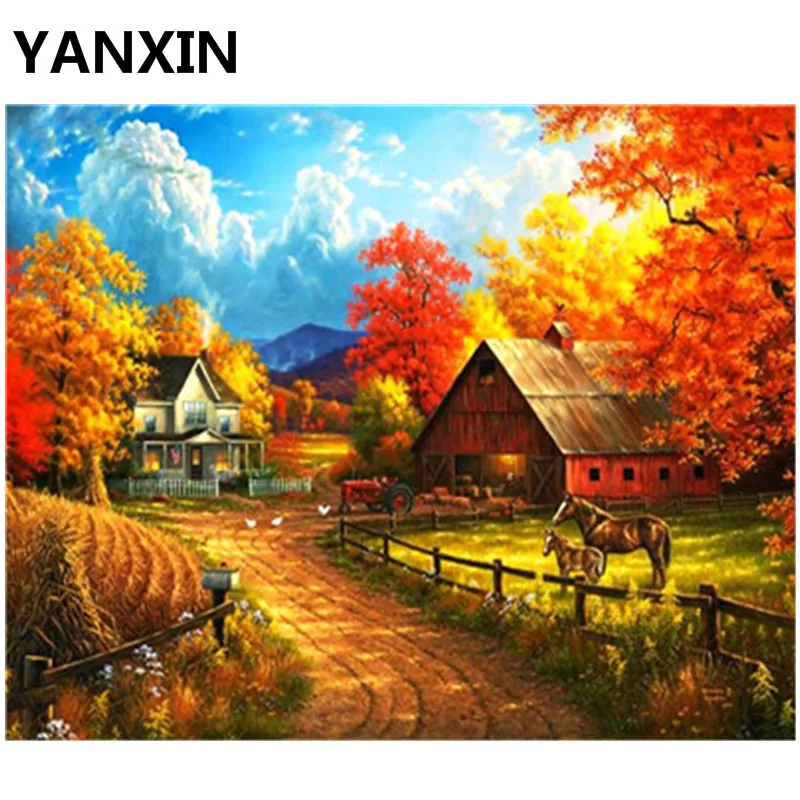 

YANXIN DIY Frame Painting By Numbers Oil Paint Wall Art Pictures Decor For Home Decoration