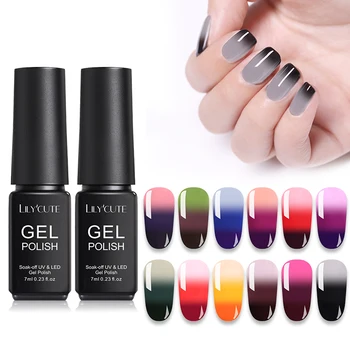 

LILYCUTE 7ml Nail Gel Colorful Temperature Color Changing UV Gel Polish 3 Layers Nail Art Design Soak Off Gel Varnish