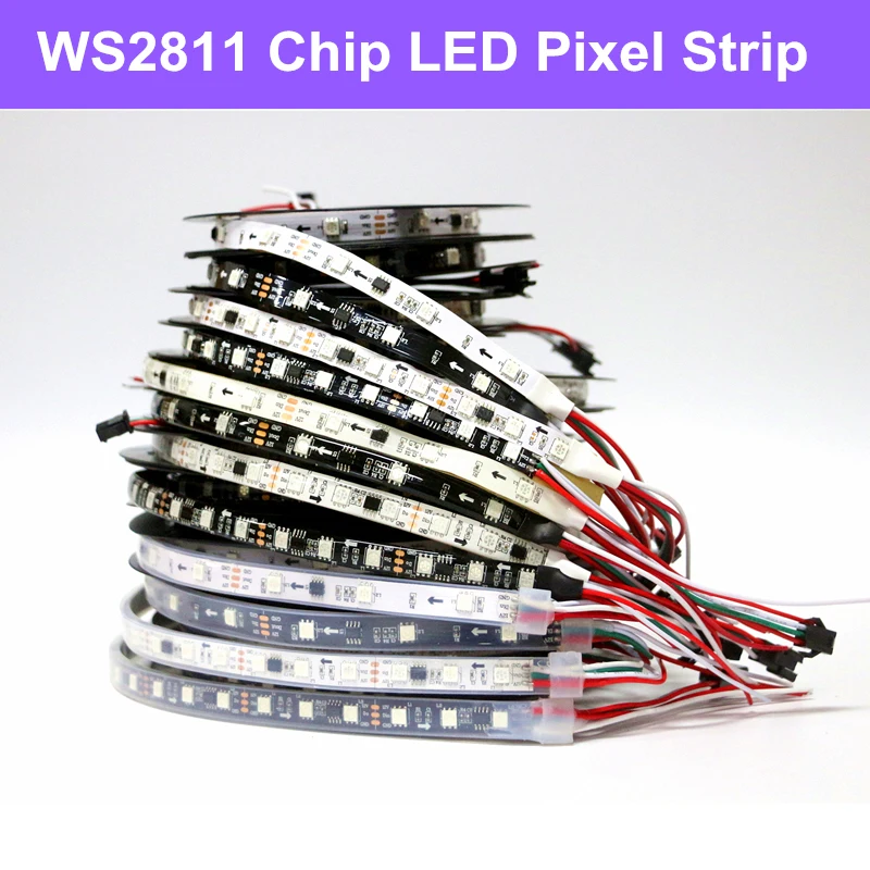 

WS2811 30/m Pixels 5050 RGB Individually Addressable LED Strip light 12V Full Color Tape Lamp 50m/lot