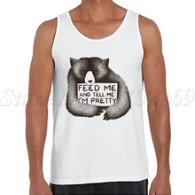 Новая мода Feed Me и Tell Me я довольно Дизайн Для мужчин топы медведь мультфильм печатных Летняя майка